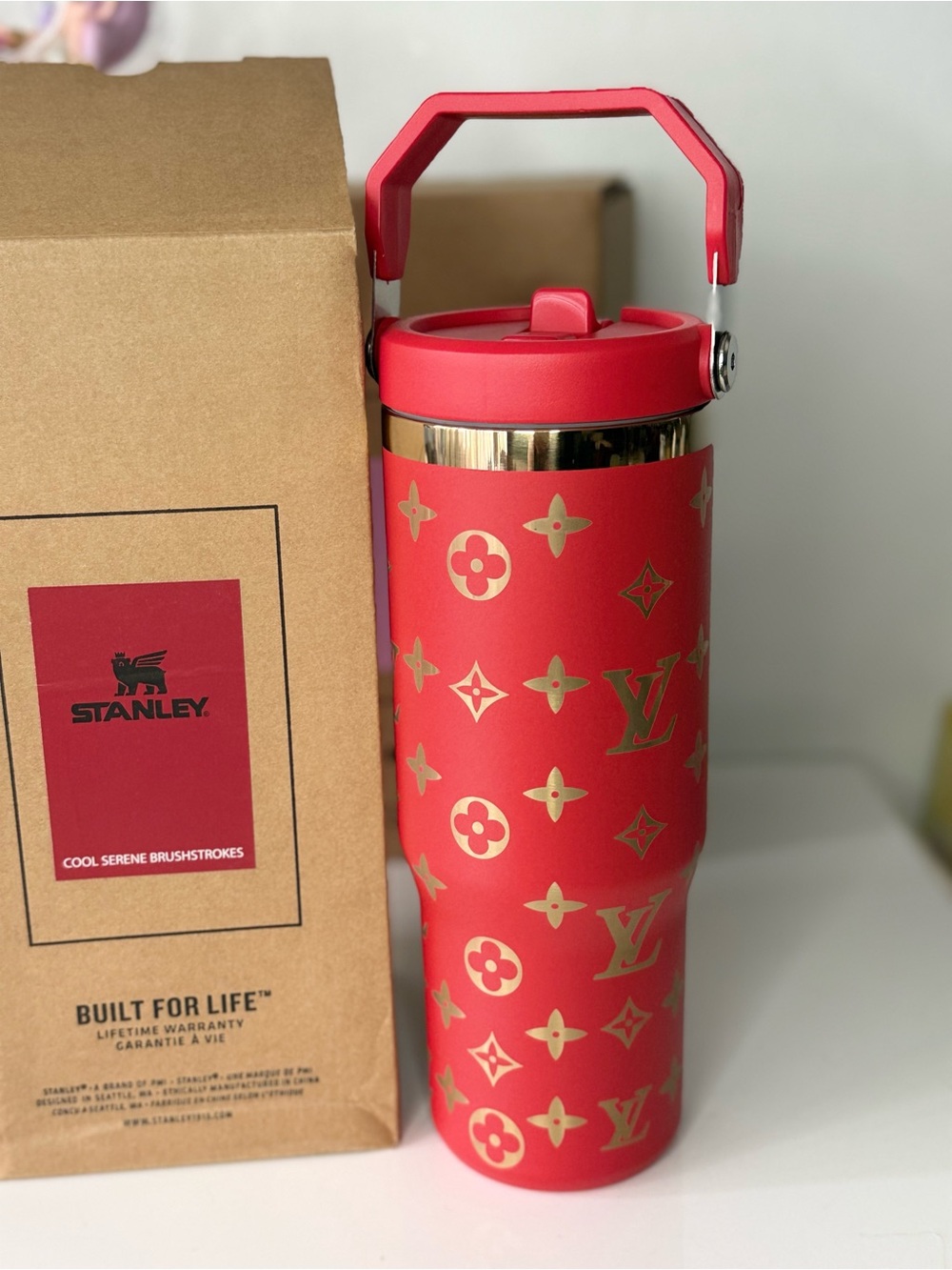 New! Stanley x Red Tumbler with Gold Monogram 30 oz - Picture 3 of 7